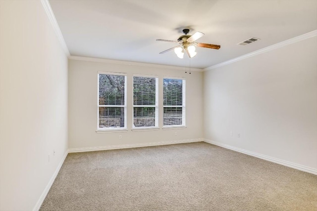 317 Yellow Rose Trl, Georgetown, TX 78633 - carpeted empty room with a ceiling fan, ornamental molding, and baseboards