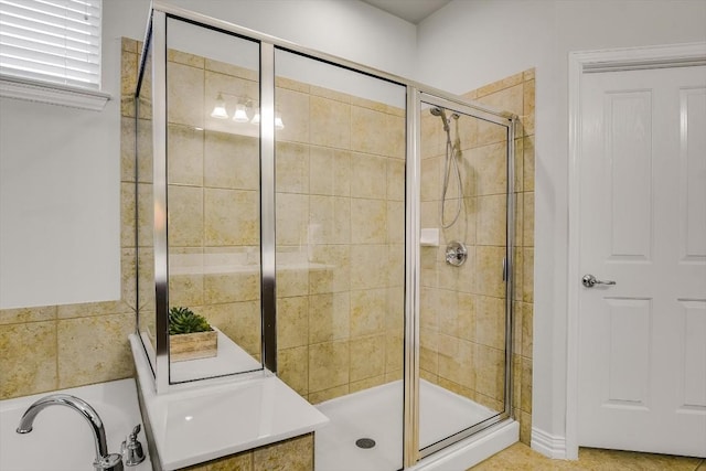 317 Yellow Rose Trl, Georgetown, TX 78633 - full bath featuring a stall shower and a bath