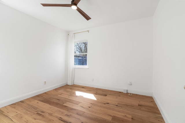 unfurnished room featuring light hardwood / wood-style floors and ceiling fan