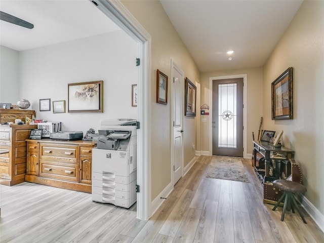115 Lafayette St, Georgetown, TX 78633 - entrance foyer with light wood finished floors, baseboards, and recessed lighting