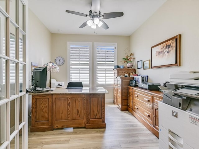 115 Lafayette St, Georgetown, TX 78633 - office with ceiling fan and light wood-style floors