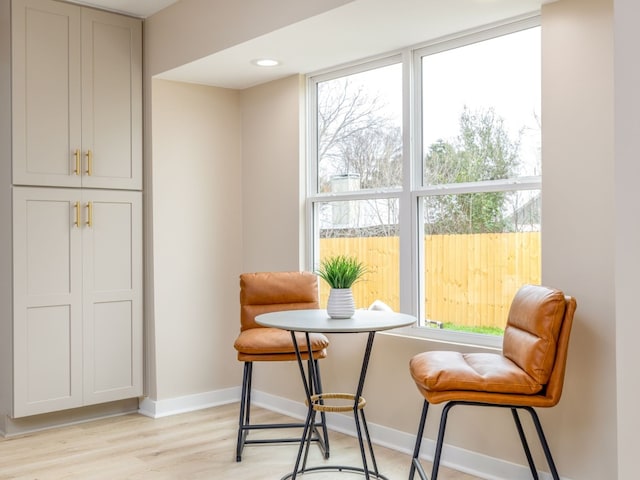 living area with light wood-type flooring