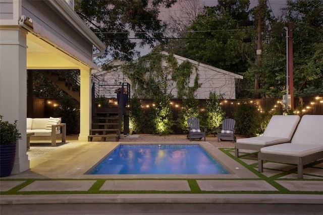 view of pool with an outdoor hangout area and a patio