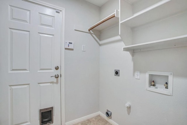 laundry room with gas dryer hookup, washer hookup, and electric dryer hookup