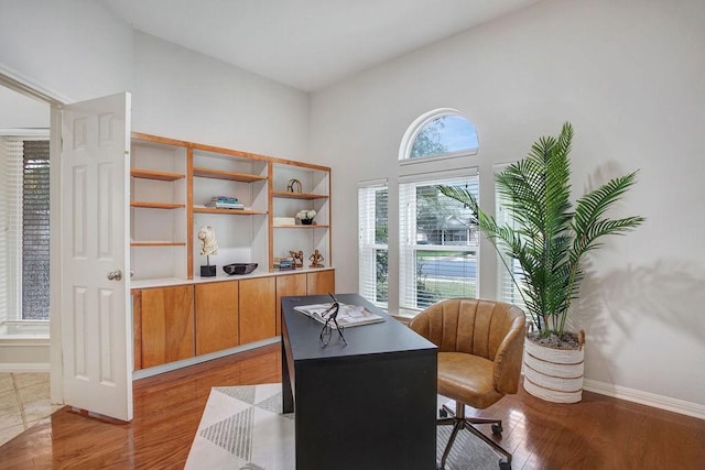 office space featuring light wood-type flooring