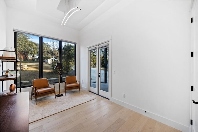 living area with light wood-type flooring