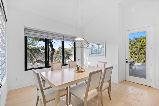 dining space featuring light hardwood / wood-style flooring