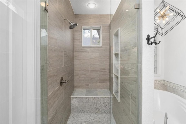 bathroom with independent shower and bath