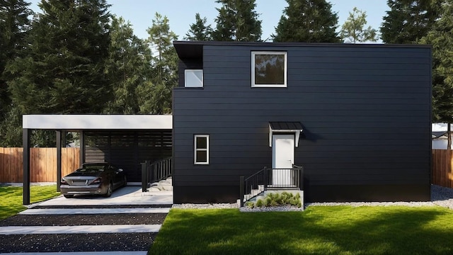 view of front facade with a carport