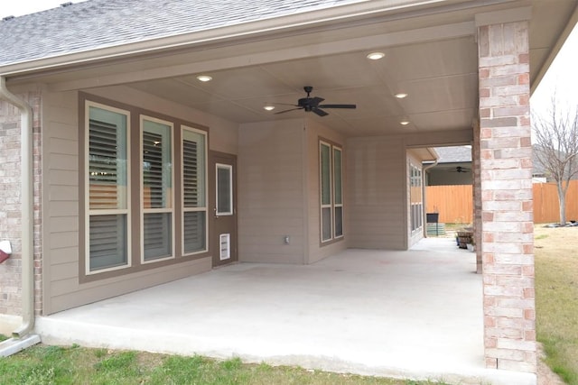 view of patio with ceiling fan