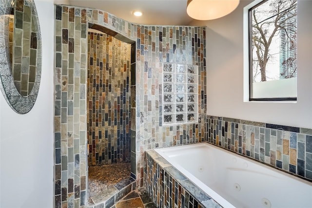 1109 Holly St Unit B, Austin, TX 78702 - full bathroom featuring a whirlpool tub and tiled shower