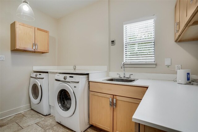1109 Holly St Unit B, Austin, TX 78702 - laundry area with washer and dryer, cabinet space, and baseboards