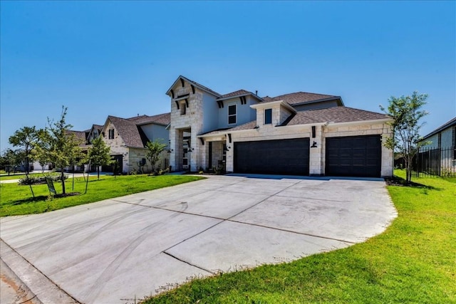 view of front of home with a front lawn