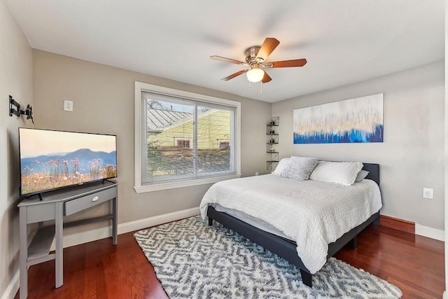 906 E 43rd St, Austin, TX 78751 - bedroom featuring dark wood-style floors and ceiling fan