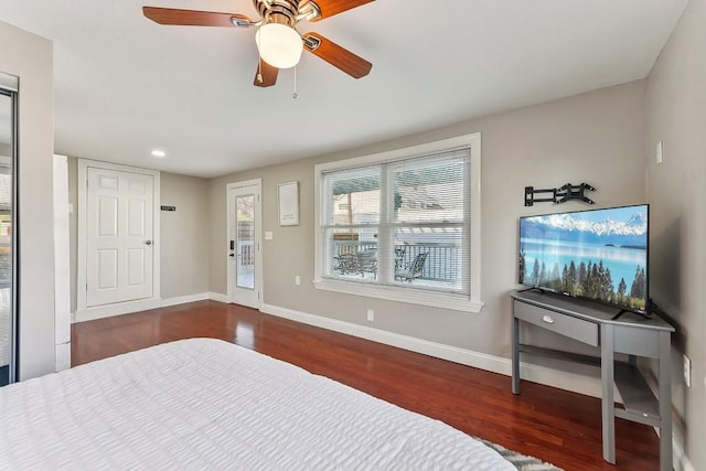 906 E 43rd St, Austin, TX 78751 - bedroom with wood finished floors and a ceiling fan