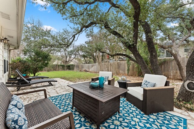 3305 Avenal Dr, Austin, TX 78738 - fenced backyard with a patio and an outdoor hangout area