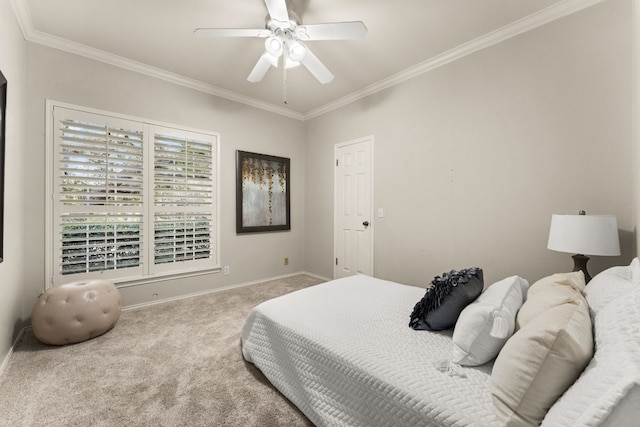 3305 Avenal Dr, Austin, TX 78738 - bedroom with carpet, ornamental molding, and ceiling fan
