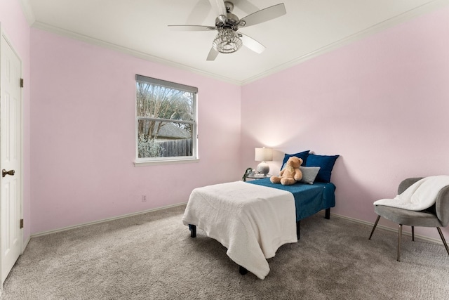 3305 Avenal Dr, Austin, TX 78738 - carpeted bedroom with ornamental molding and ceiling fan
