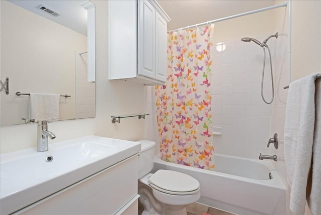 full bathroom featuring vanity, toilet, and shower / bath combo