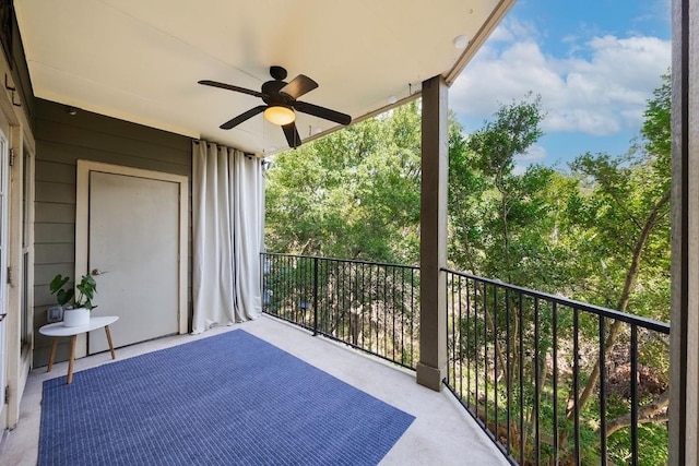 balcony with ceiling fan