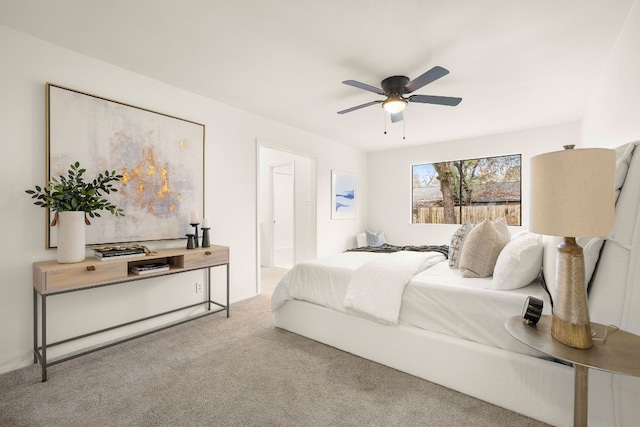 bedroom with carpet and ceiling fan