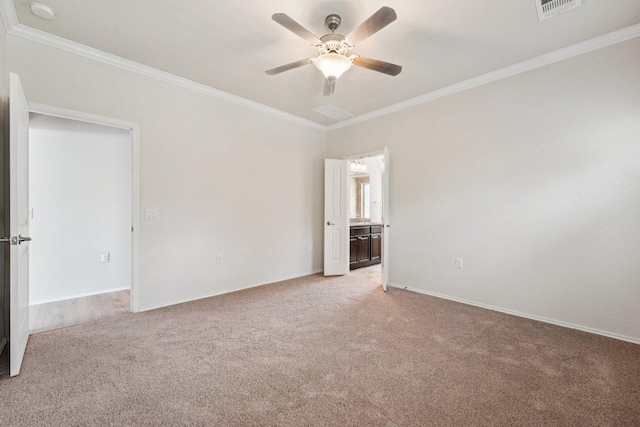 10017 Pinnacle Crest Loop, Austin, TX 78747 - empty room with light carpet, crown molding, a ceiling fan, a smoke detector, and baseboards
