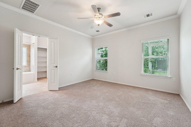 10017 Pinnacle Crest Loop, Austin, TX 78747 - spare room featuring carpet floors, ceiling fan, ornamental molding, and baseboards