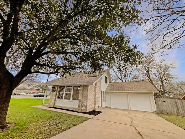 6234 Hillston Dr, Austin, TX 78745 - view of front of home featuring a garage, concrete driveway, brick siding, and roof with shingles