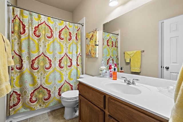 2621 Golden Gate Park, Austin, TX 78732 - bathroom with vanity, toilet, and a shower with shower curtain