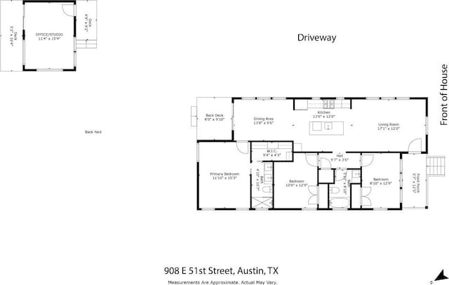 908 E 51st St, Austin, TX 78751 - floor plan / room layout