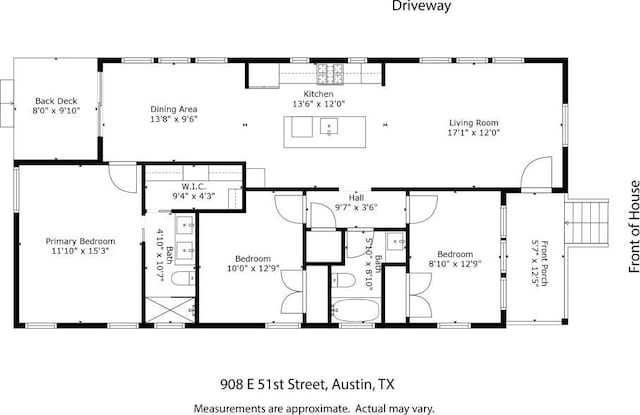 908 E 51st St, Austin, TX 78751 - floor plan / room layout