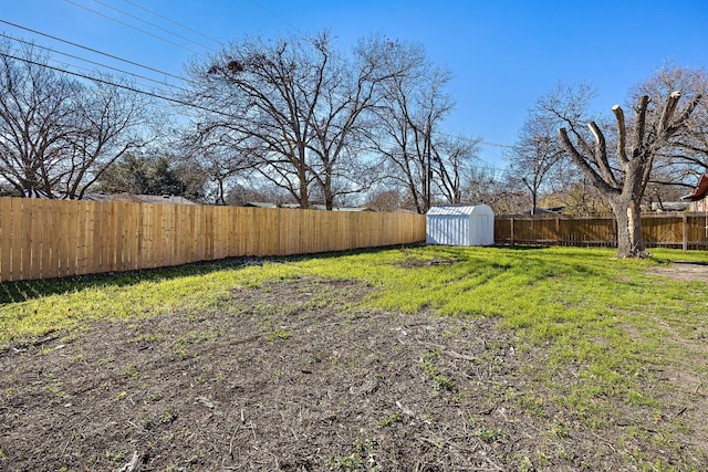 view of yard with a shed