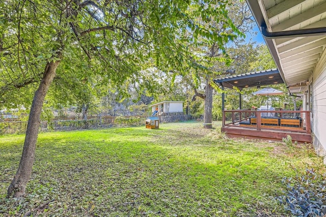 1713 Mariposa Dr, Austin, TX 78741 - view of yard with a wooden deck