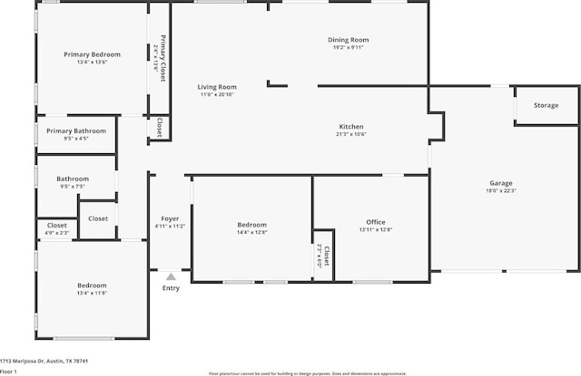 1713 Mariposa Dr, Austin, TX 78741 - floor plan / room layout