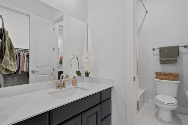 113 University Lands Dr, Liberty Hill, TX 78642 - full bathroom featuring vanity, marble finish floors, and bathing tub / shower combination