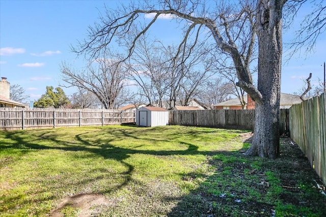 view of yard with a storage unit