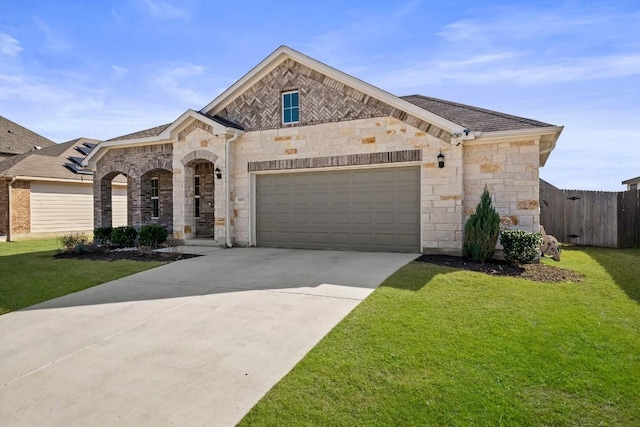 view of front of home with a garage and a front yard