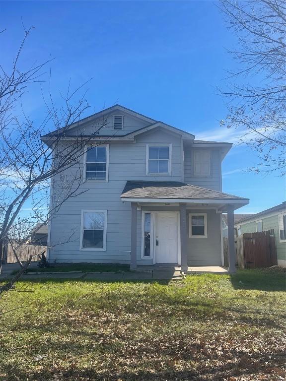 view of front of home with a front yard