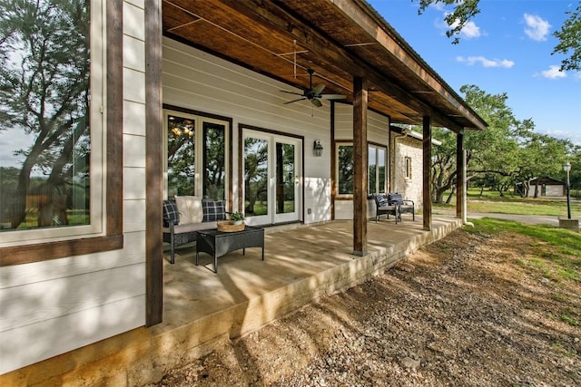 view of patio / terrace featuring an outdoor hangout area and ceiling fan