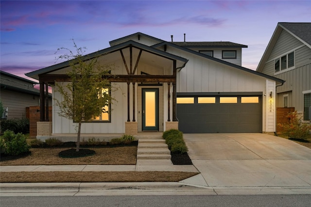 view of front of house with a garage