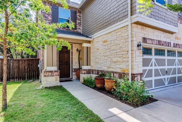 entrance to property featuring a garage