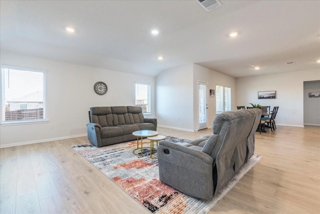 2501 Bear Juice Vw, Leander, TX 78641 - living room with light wood-style floors, baseboards, and recessed lighting
