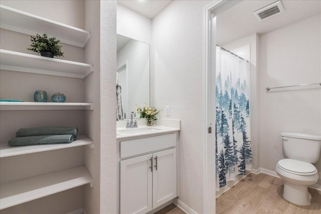 2501 Bear Juice Vw, Leander, TX 78641 - full bath with wood finished floors, vanity, toilet, a shower with shower curtain, and baseboards