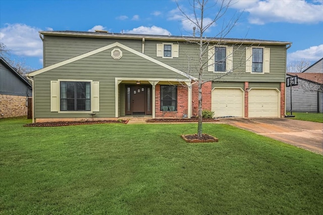 view of front of home featuring a garage and a front yard