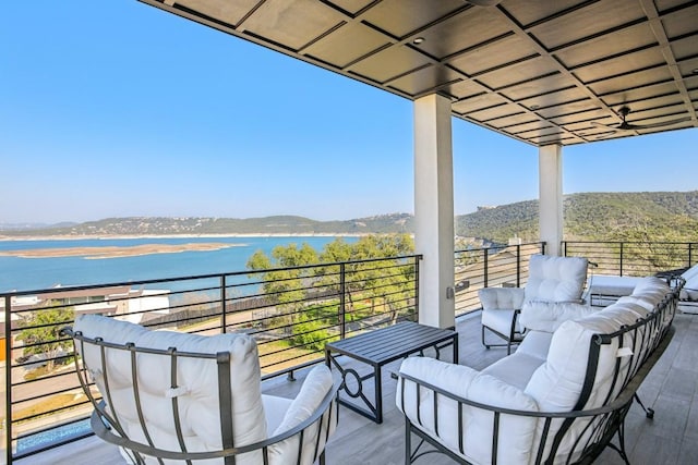 12885 Park Dr, Austin, TX 78732 - balcony with an outdoor hangout area and a water view