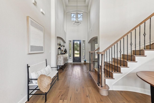 entrance foyer with plenty of natural light and wood-type flooring