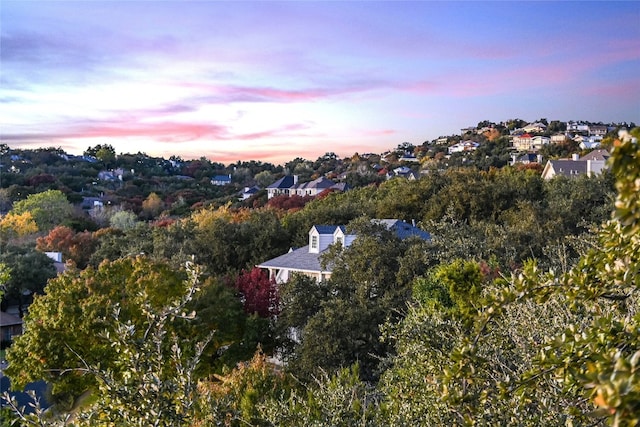 view of aerial view at dusk