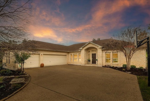 view of front of house with a garage