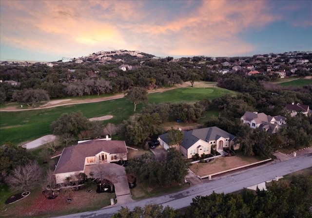 view of aerial view at dusk