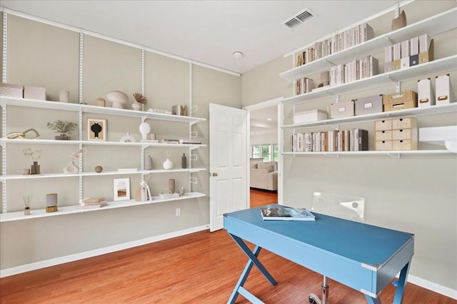 office area featuring hardwood / wood-style flooring